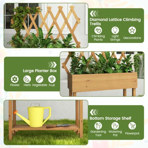 Promotion Medinė pakelta lysvė su ratukais ir groteliu