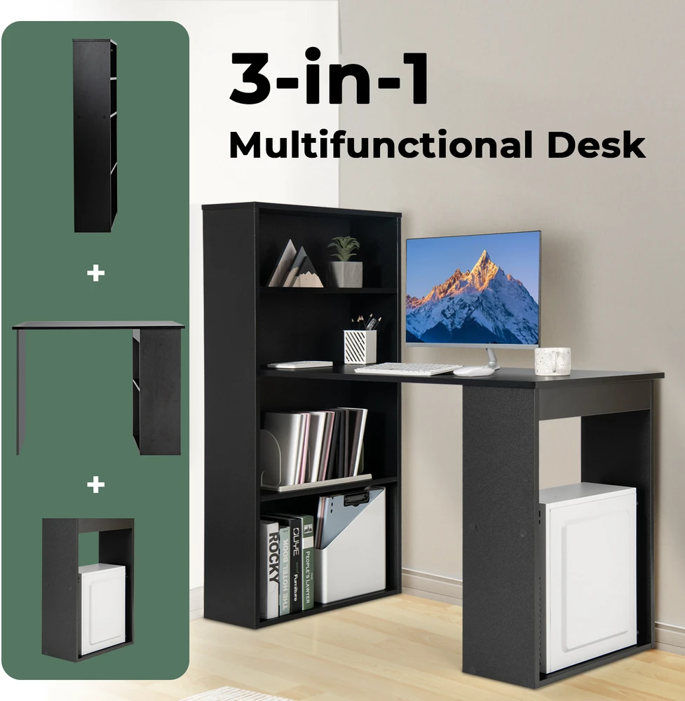 Promotion Modernus 3-in-1 kompiuterio stalas komplektas, juodas spalvos