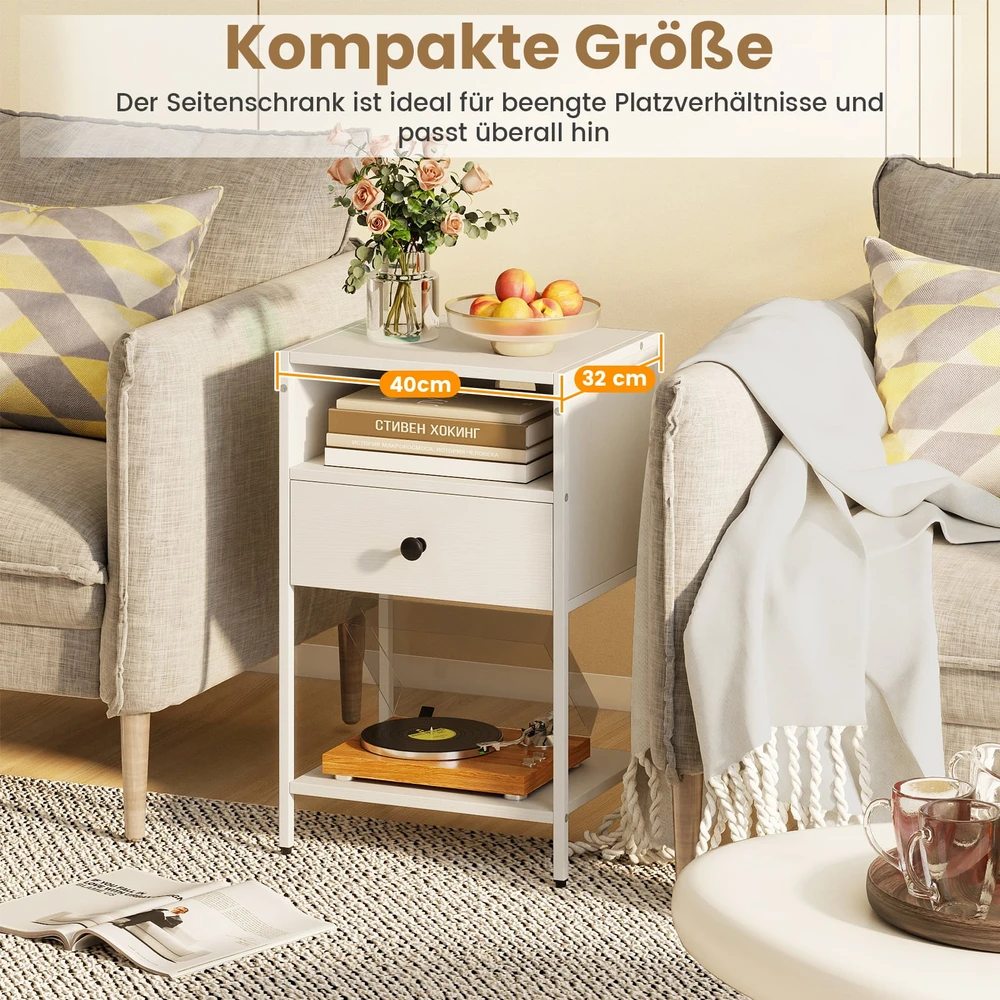 Promotion Naktiniai staliukai 2 vnt balti su įkrovimo stotele