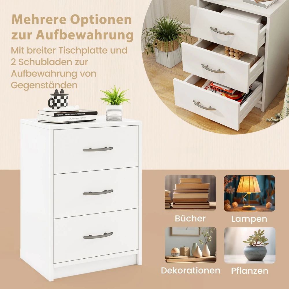 Promotion Naktinis staliukas 3 stalčiais baltas