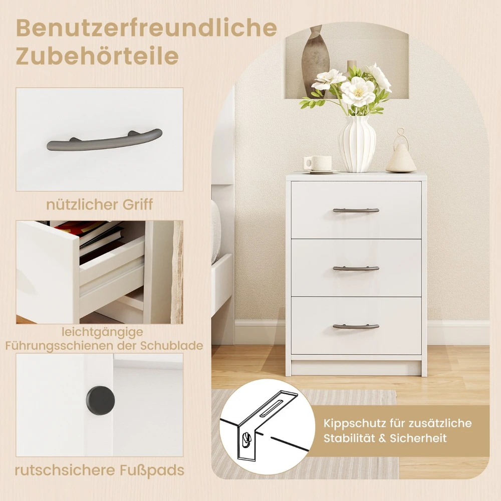 Promotion Naktinis staliukas 3 stalčiais baltas