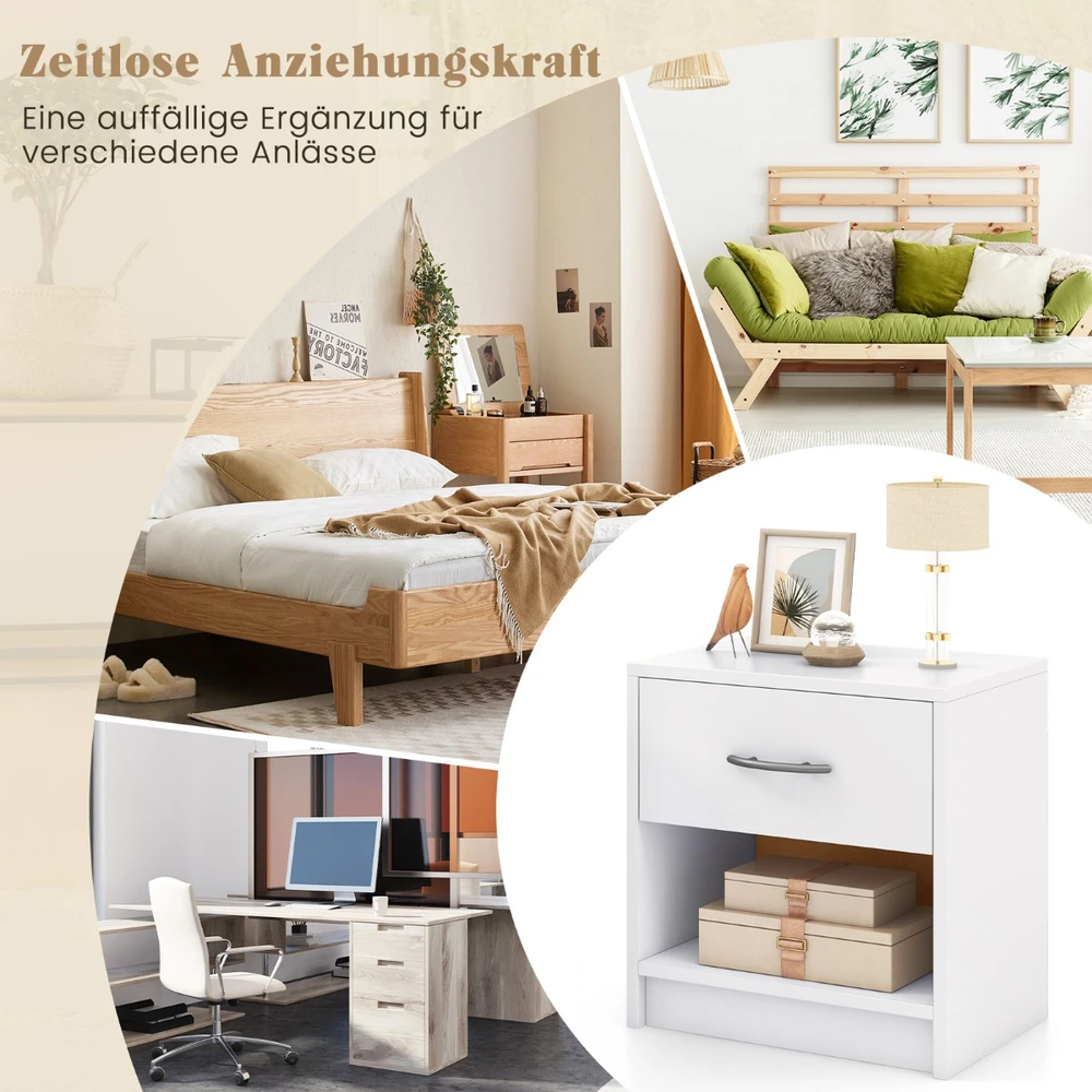 Promotion Naktinis Staliukas su Stalčiumi ir Atvira Lentyna Balta