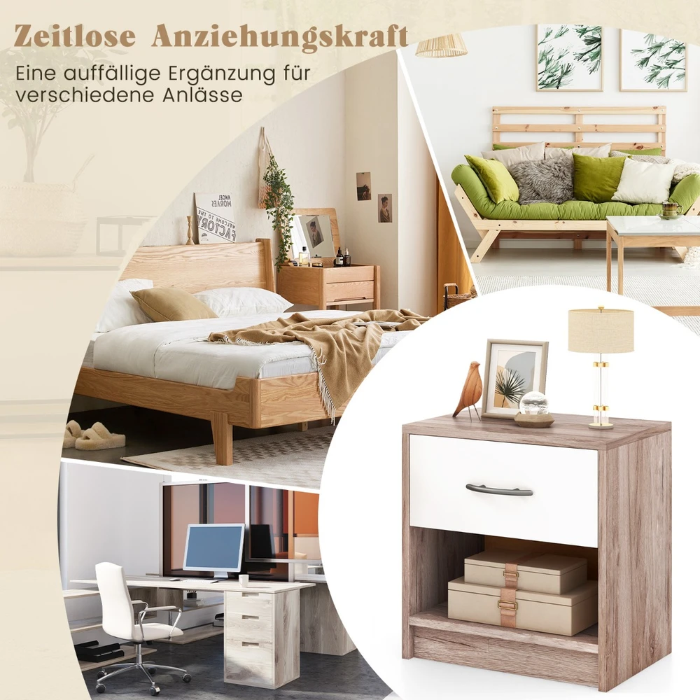 Promotion Naktinis Staliukas su Stalčiumi ir Atvira Lentyna Ąžuolas