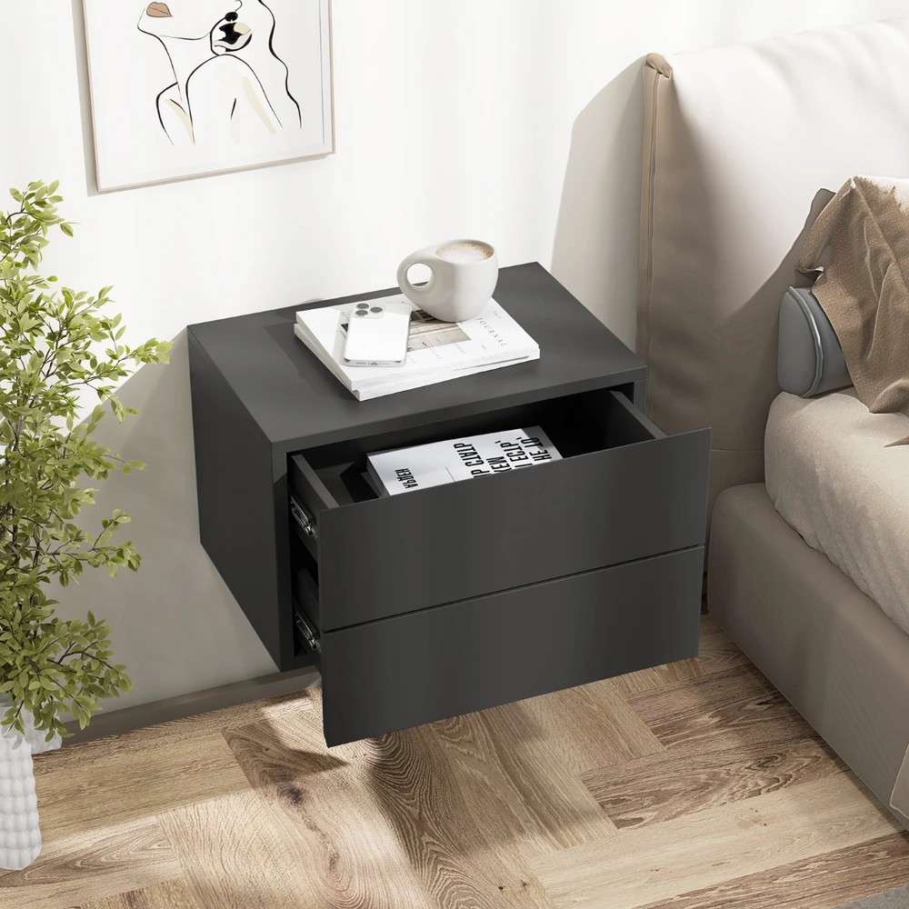 Promotion Pakabinamas naktinė spintelė su stalčiais pilka