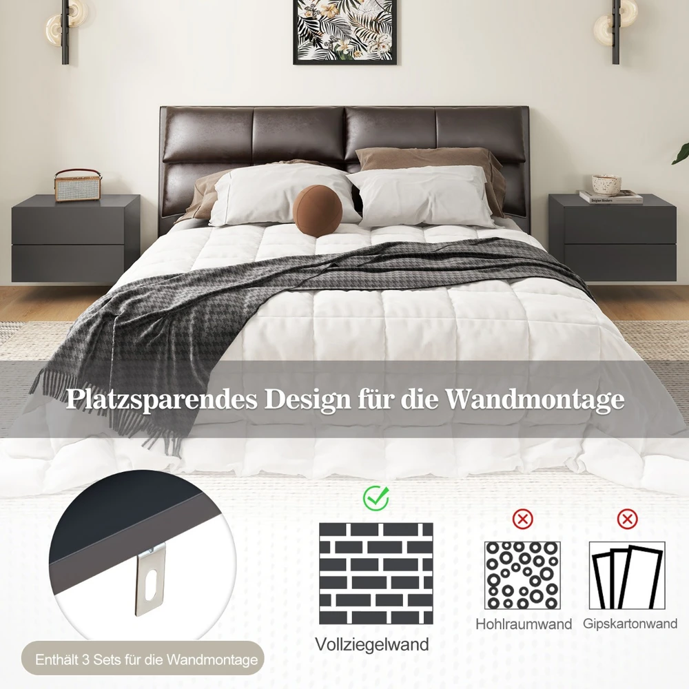 Promotion Pakabinamas naktinė spintelė su stalčiais pilka