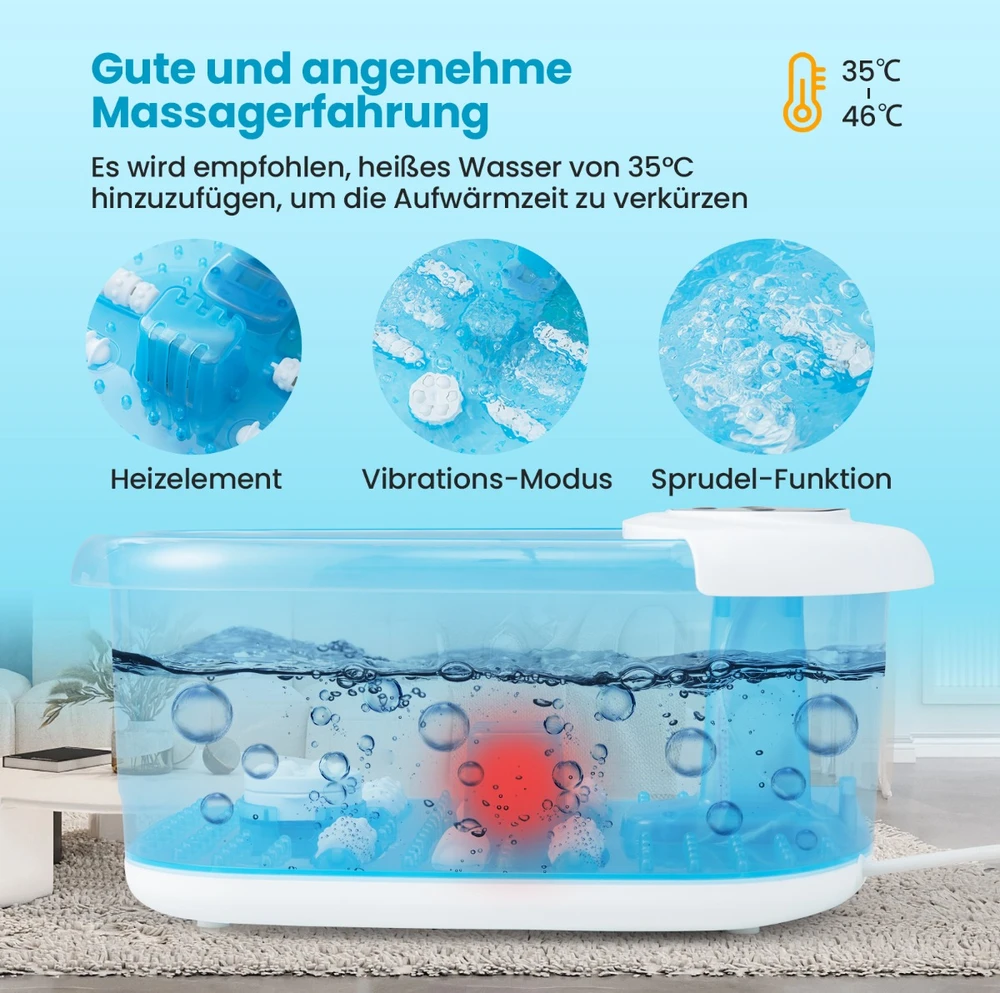 Promotion Pėdų Masažuoklis Spa 500W Su Pedikiūro Akmeniu Mėlynas