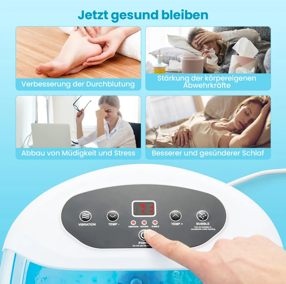 Promotion Pėdų Masažuoklis Spa 500W Su Pedikiūro Akmeniu Mėlynas