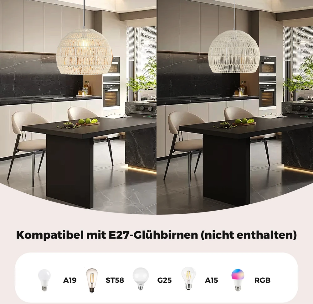 Lubinis šviestuvas Promotion Pinti popieriniai pakabinami šviestuvai Boho, reguliuojamas aukštis, smėlio spalvos