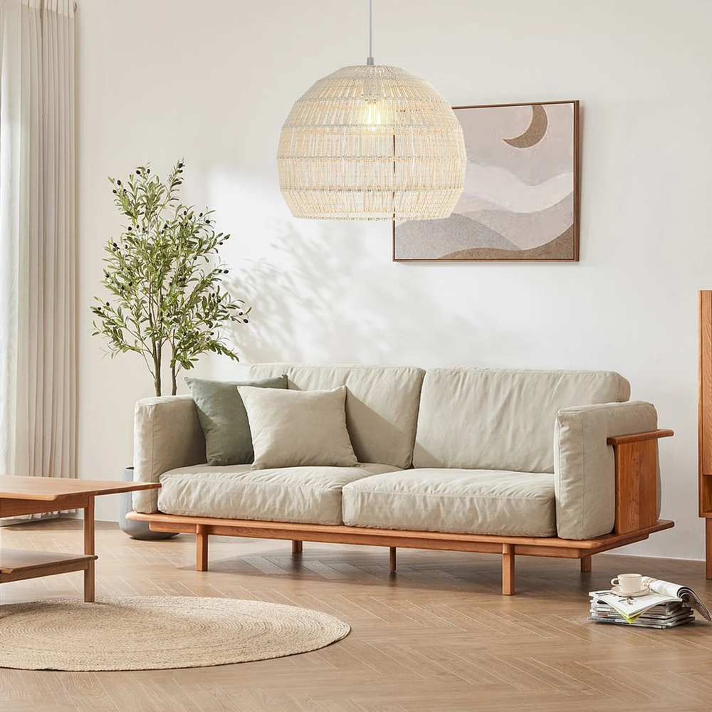 Lubinis šviestuvas Promotion Pinti popieriniai pakabinami šviestuvai Boho, reguliuojamas aukštis, smėlio spalvos
