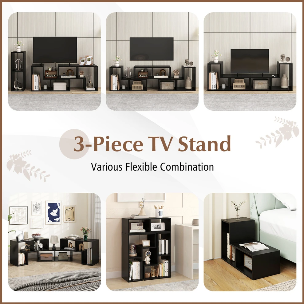 TV staliukas Promotion Reguliuojama 3 dalių TV stovas iki 65" televizoriui, juodas