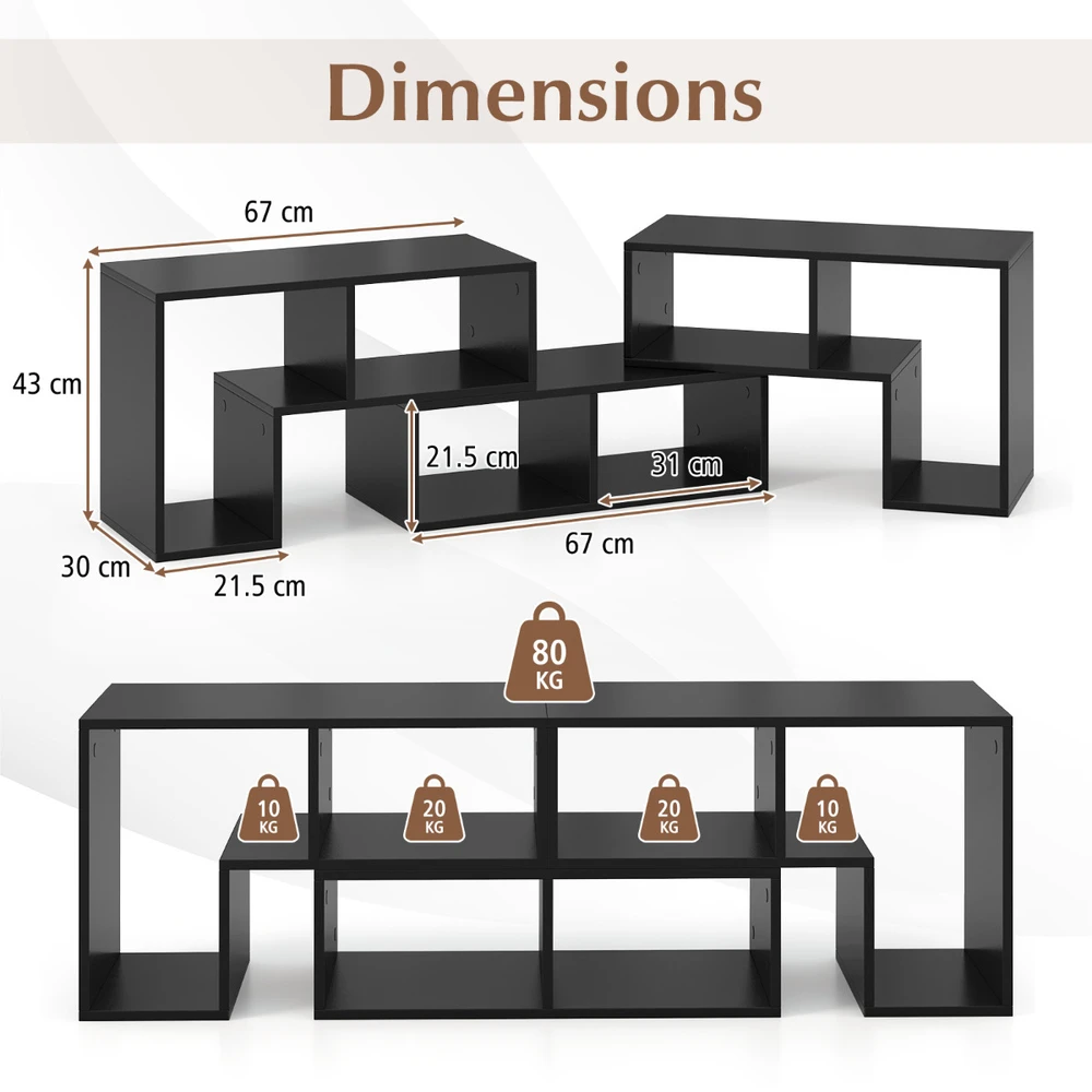 TV staliukas Promotion Reguliuojama 3 dalių TV stovas iki 65" televizoriui, juodas