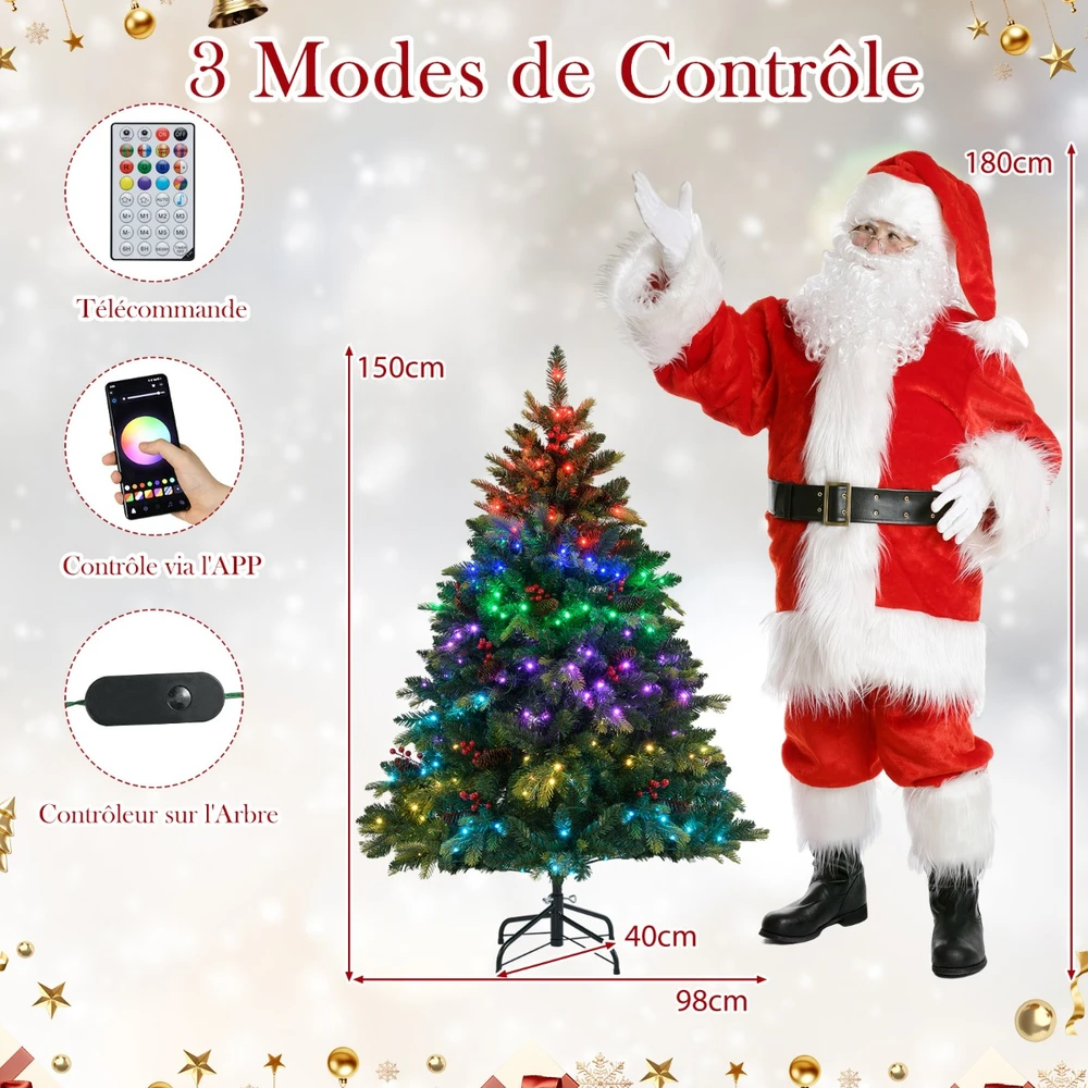 Promotion RGB apšviesta dirbtinė eglutė 150cm