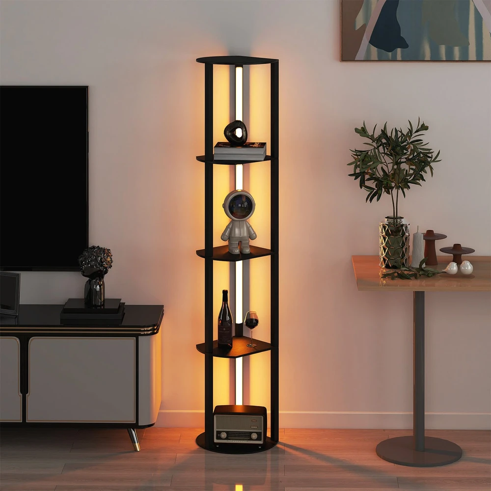Promotion Stalinė lempa su lentynomis, 4 pasukamos LED juostos