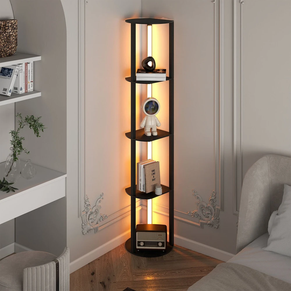 Promotion Stalinė lempa su lentynomis, 4 pasukamos LED juostos