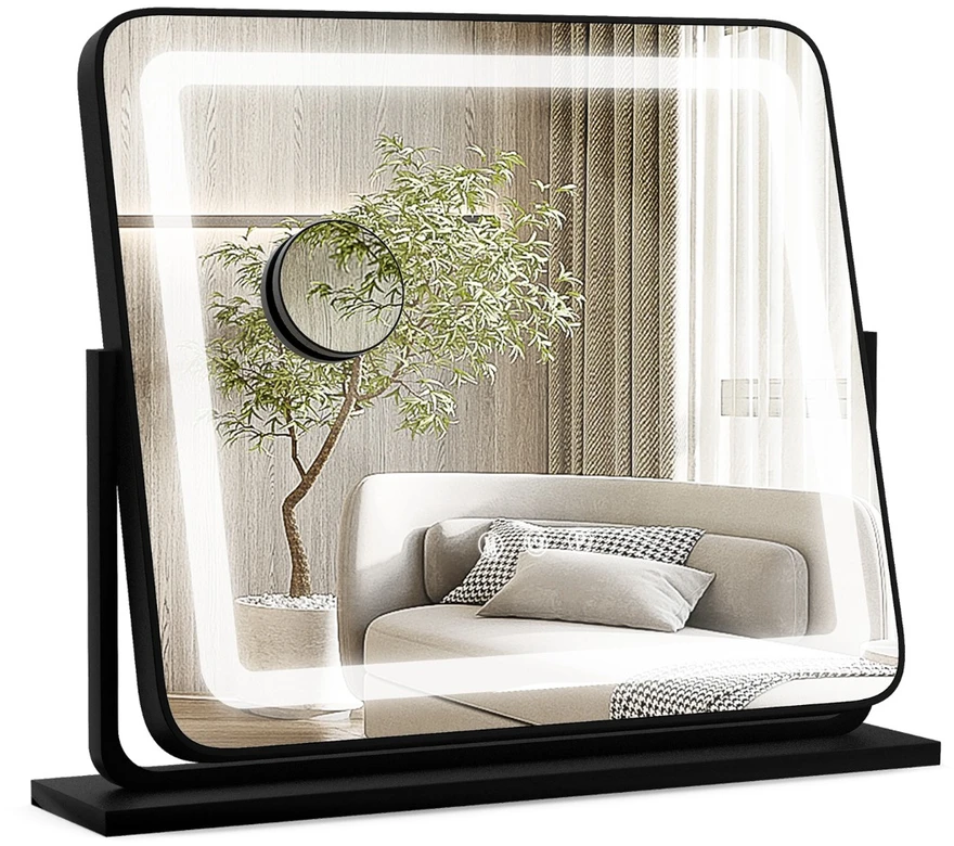 Promotion Stalinis LED apšviestas kosmetinis veidrodis 56 x 12 x 48 cm juodas