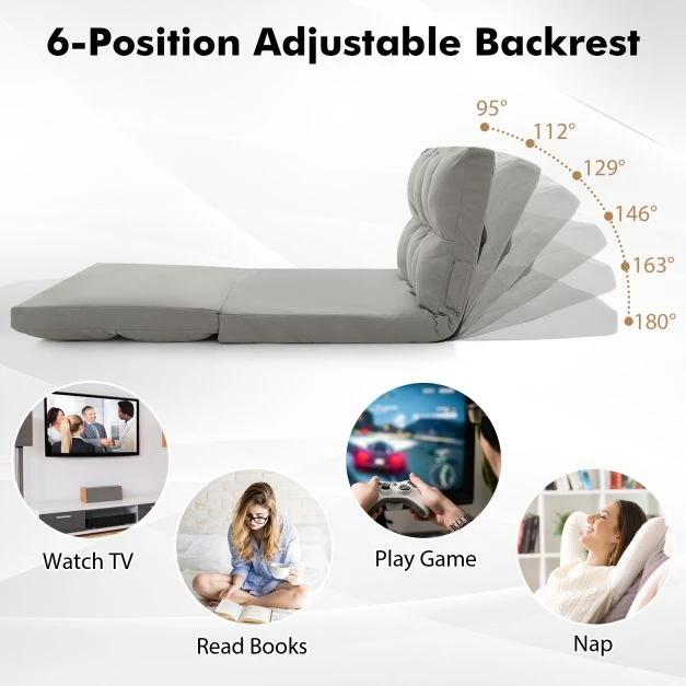 Promotion Sulankstoma grindų sofa 3in1 šviesiai pilka