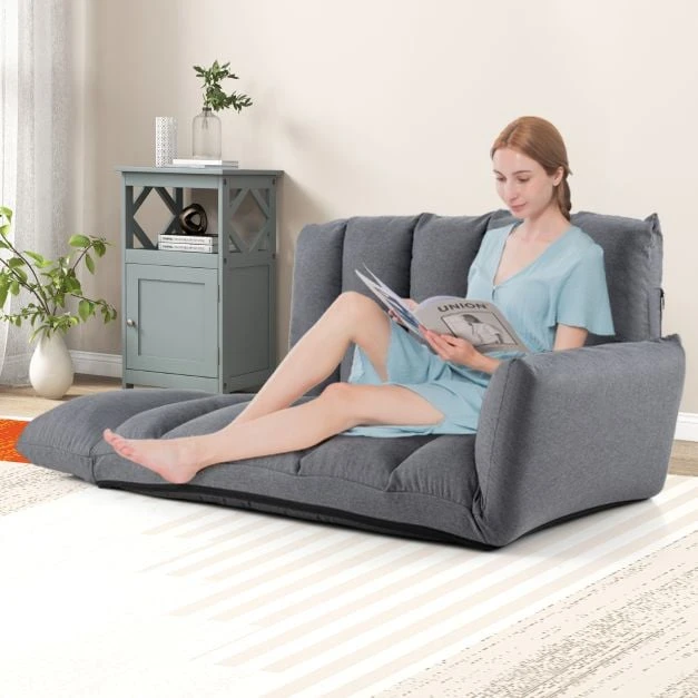 Promotion Sulankstoma grindų sofa su 5 pozicijų atlošu pilka