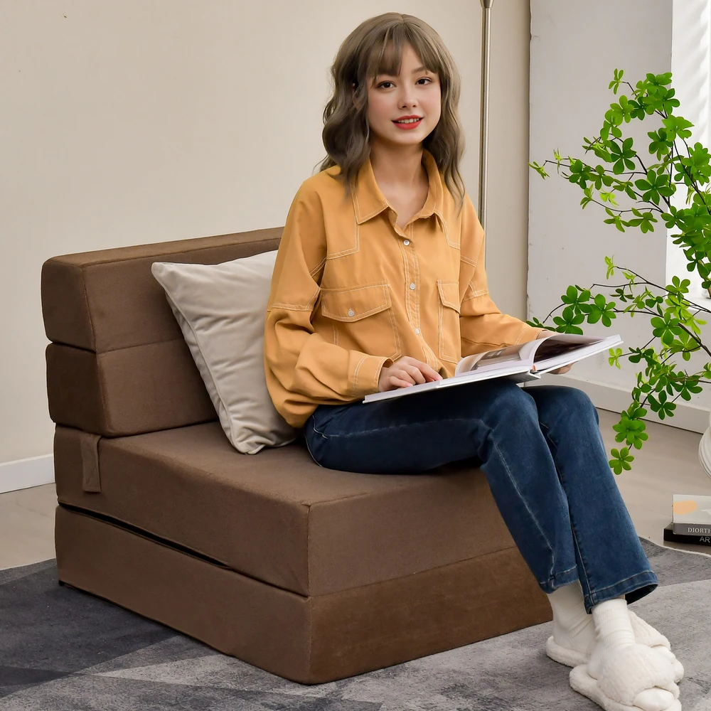 Sofa Promotion Trikartis sulankstomas fotelis-lova, rudas spalvos