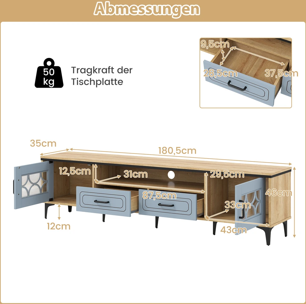 Promotion TV staliukas 180.5cm 80" televizoriui mėlynas