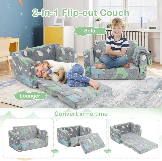 Promotion Vaikiška sofa su antklode 2in1 pilka