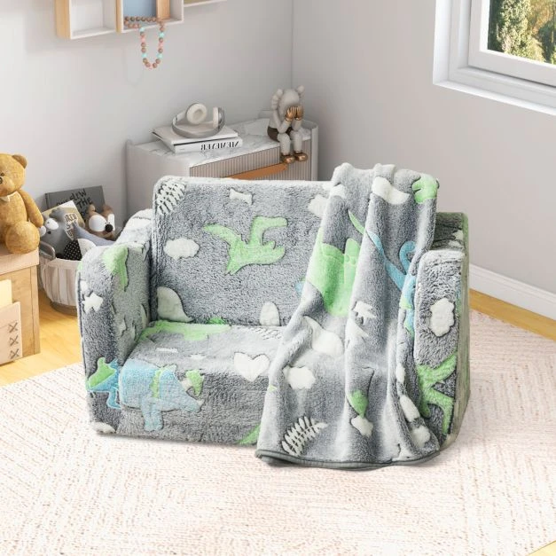 Promotion Vaikiška sofa su antklode 2in1 pilka