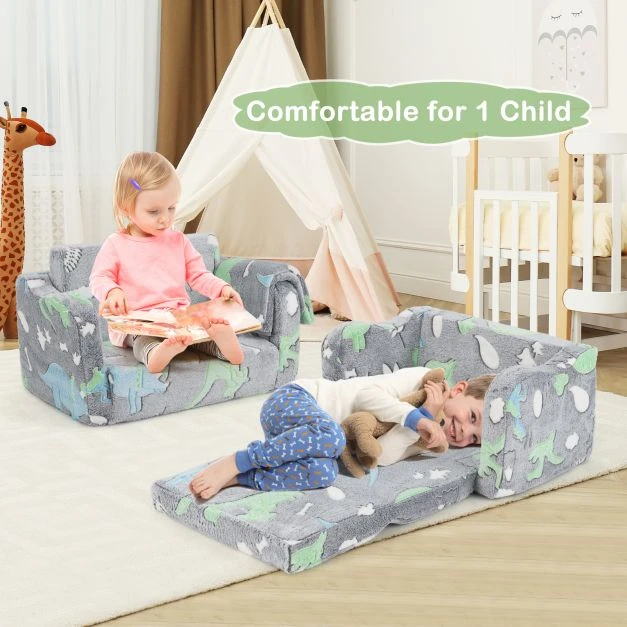 Promotion Vaikiška sofa su antklode 2in1 pilka