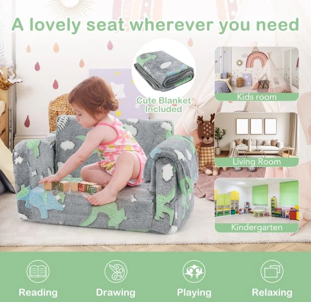 Promotion Vaikiška sofa su antklode 2in1 pilka