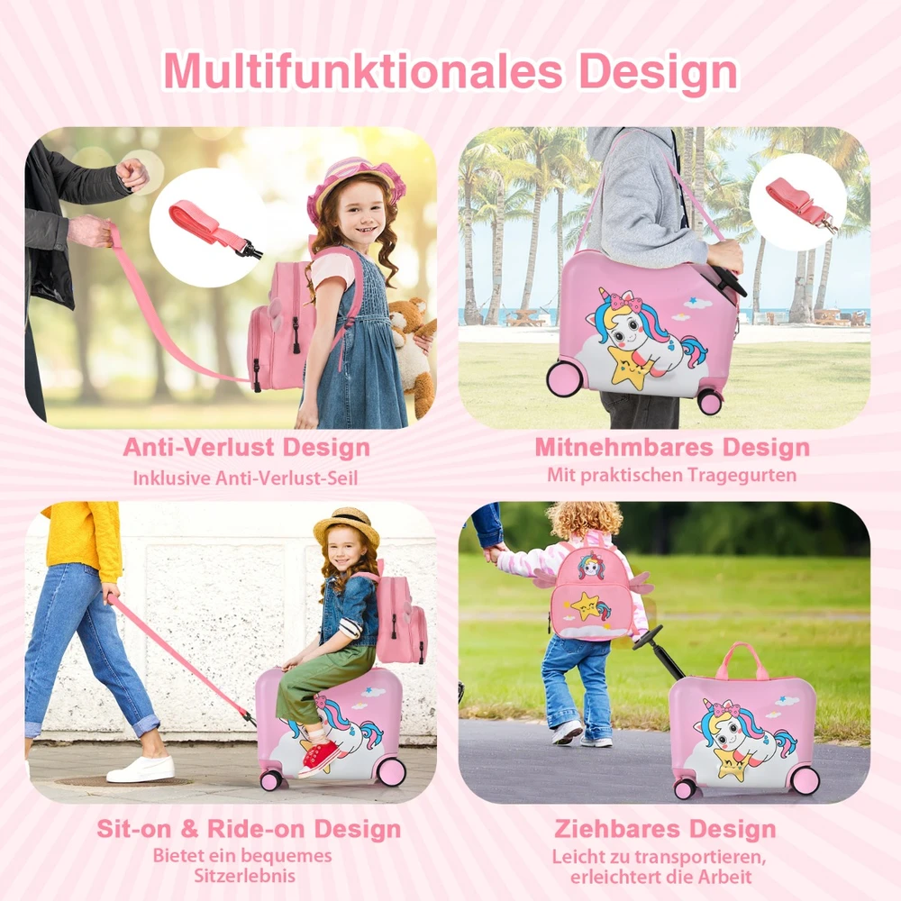 Kelioninis Promotion Vaikiškas 2 dalių 18" lagaminų rinkinys, rožinis