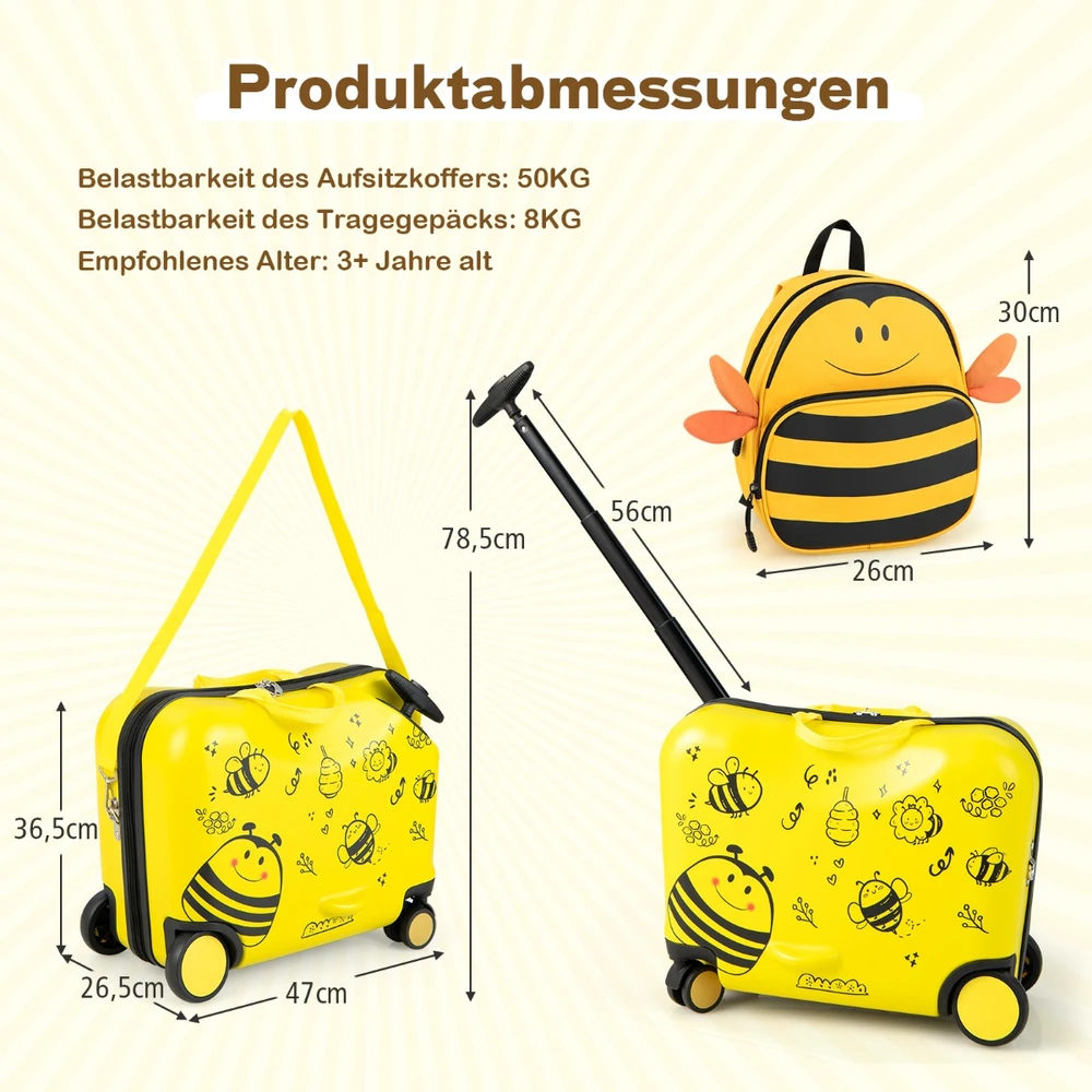 Kelioninis Promotion Vaikiškas 2 dalių lagaminų rinkinys su ratukais, geltonas