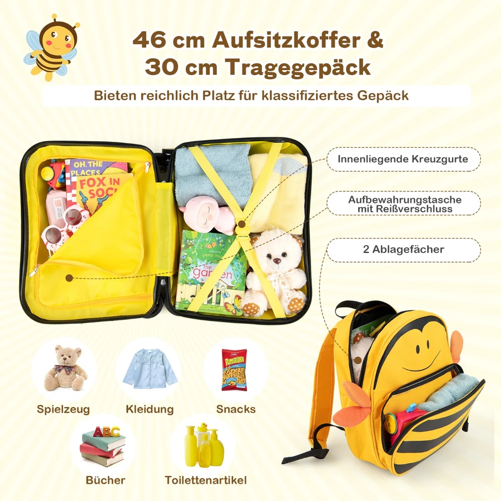 Kelioninis Promotion Vaikiškas 2 dalių lagaminų rinkinys su ratukais, geltonas