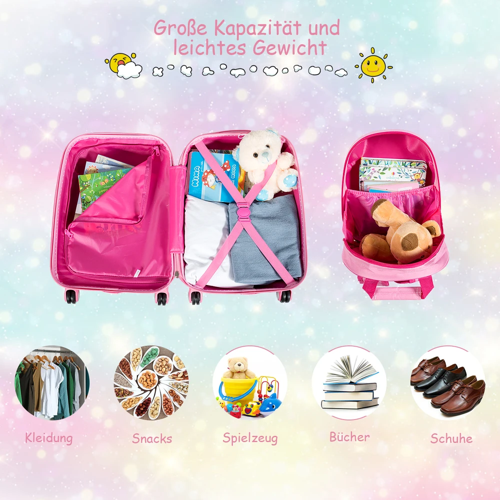 Kelioninis Promotion Vaikiškas lagaminas ir kuprinė undinė rožinė
