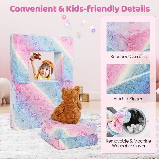 Promotion Vaikiškas žaidimų sofa su skalbiamu užvalkalu vaivorykštė