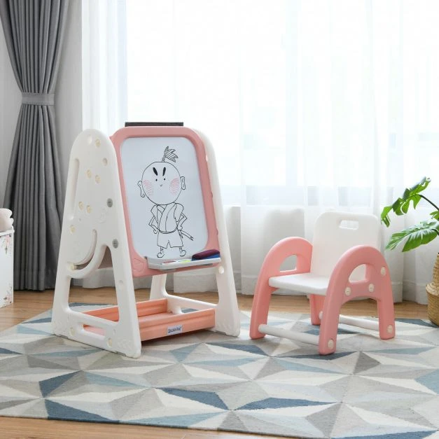 Promotion Vaikų piešimo stalas ir kėdė su knygų lentyna oranžinė
