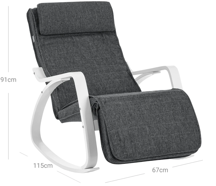 Fotelis Koduva Supamasis krėslas iš beržo medienos, tamsiai pilkas, 67 x 115 x 91 cm, iki 150 kg
