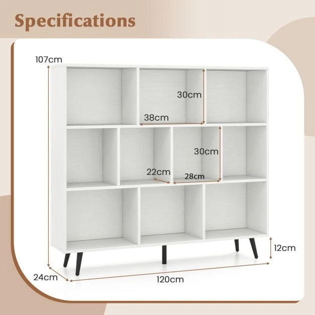 Promotion 10 kubų knygų lentyna 120 cm balta