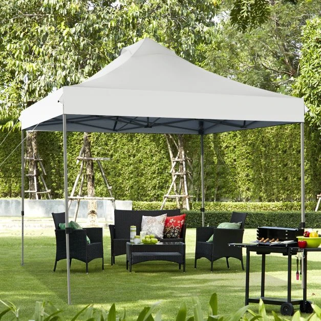 Promotion 10' x 10' Balta sulankstoma palapinė su ratukais
