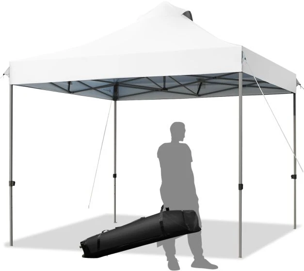 Promotion 10' x 10' Balta sulankstoma palapinė su ratukais