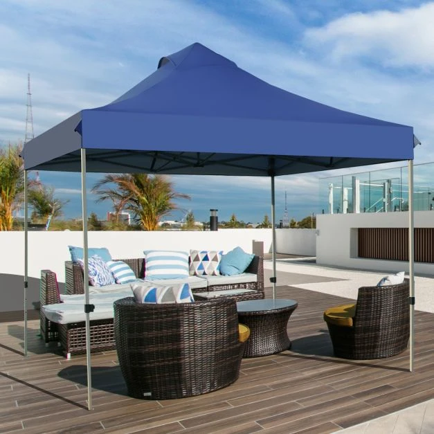 Promotion 10' x 10' Mėlynas sulankstomas palapinės pavėsis su ratukais