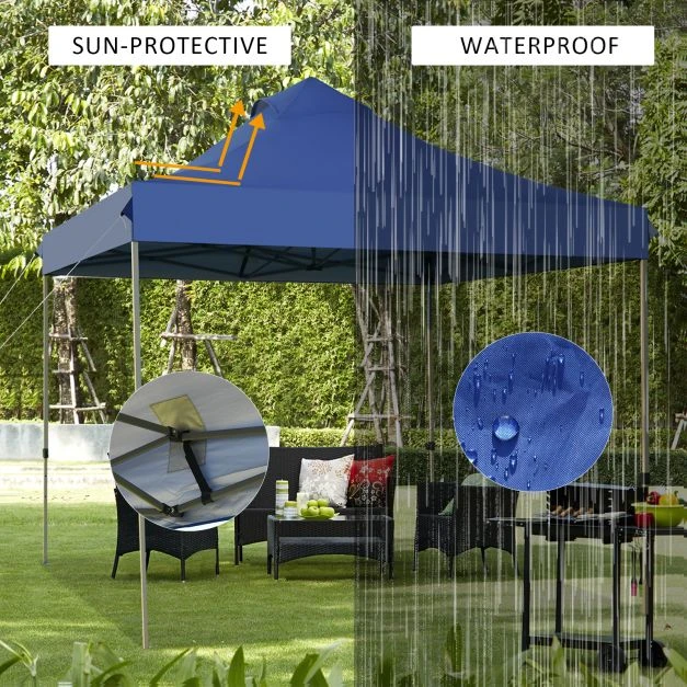 Promotion 10' x 10' Mėlynas sulankstomas palapinės pavėsis su ratukais