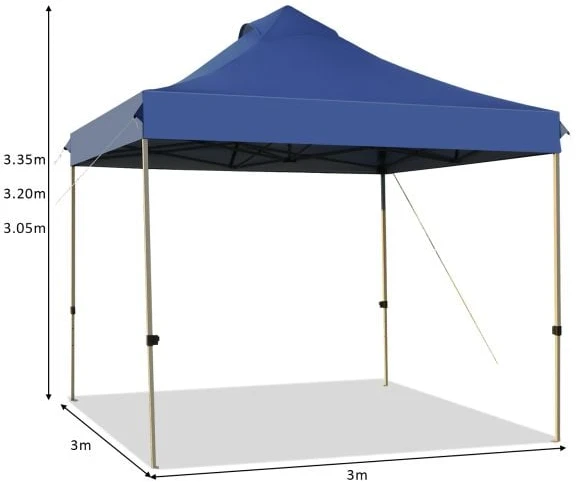 Promotion 10' x 10' Mėlynas sulankstomas palapinės pavėsis su ratukais