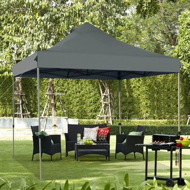 Promotion 10' x 10' Pilka sulankstoma palapinė su ratukais