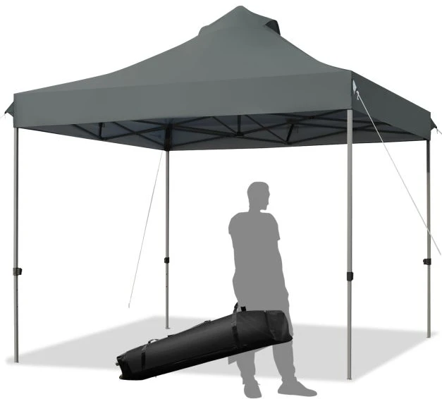 Promotion 10' x 10' Pilka sulankstoma palapinė su ratukais
