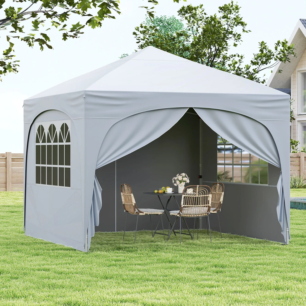 Promotion 10x10 ft Pop-up palapinė su 4 nuimamais šonais, balta