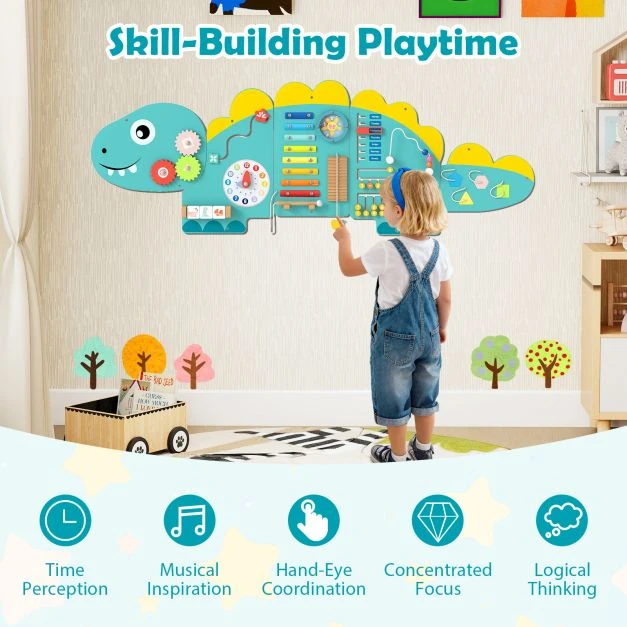 Promotion 11-in-1 dinozaurų veiklų sieninis žaidimų rinkinys, žalias