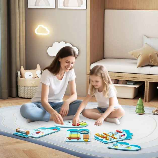 Promotion 11-in-1 dinozaurų veiklų sieninis žaidimų rinkinys, mėlynas