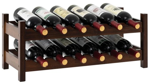 Promotion 12 butelių 2 aukštų vyno stovas iš bambuko