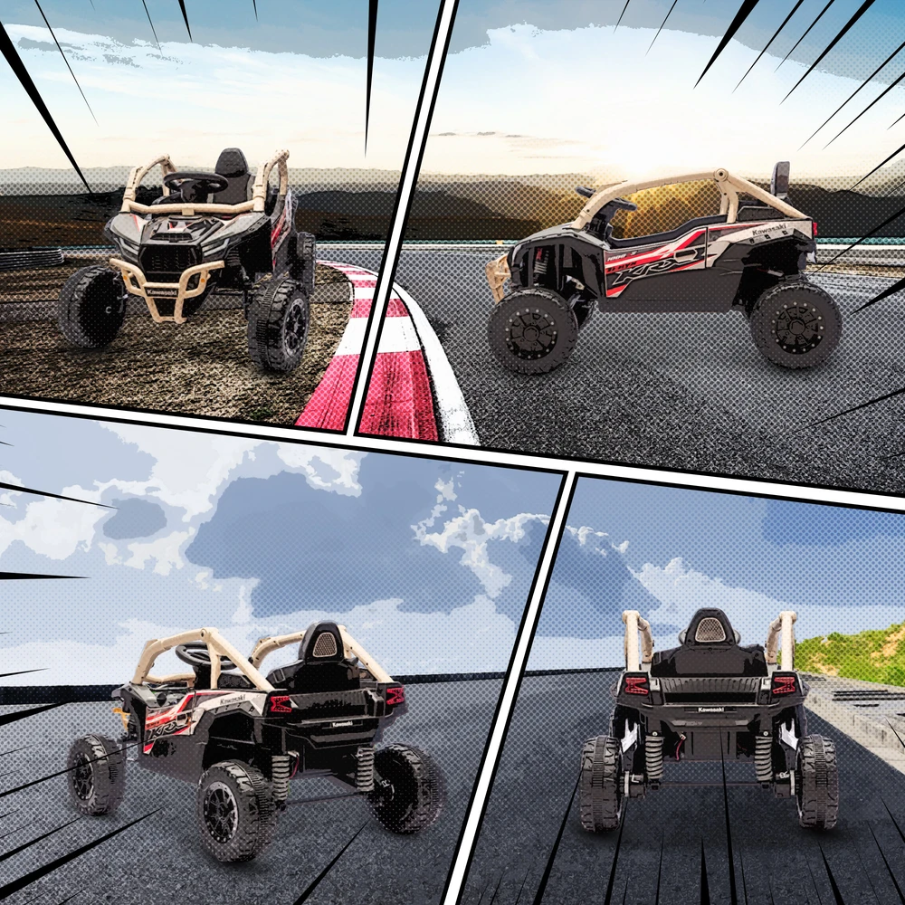 Koduva 12 V elektrinis vaikų UTV KAWASAKI TERYX KRX 1000, geltonas, 100 x 64 x 56 cm