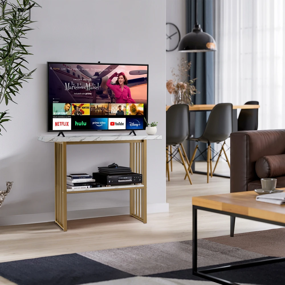 Promotion 120 cm Balta Konsolė su Dirbtiniu Marmuru