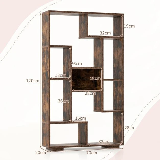 Promotion 120cm Knygų lentyna su apsauga nuo apvirtimo Ruda