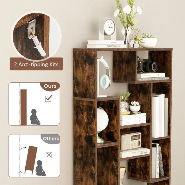 Promotion 120cm Knygų lentyna su apsauga nuo apvirtimo Ruda